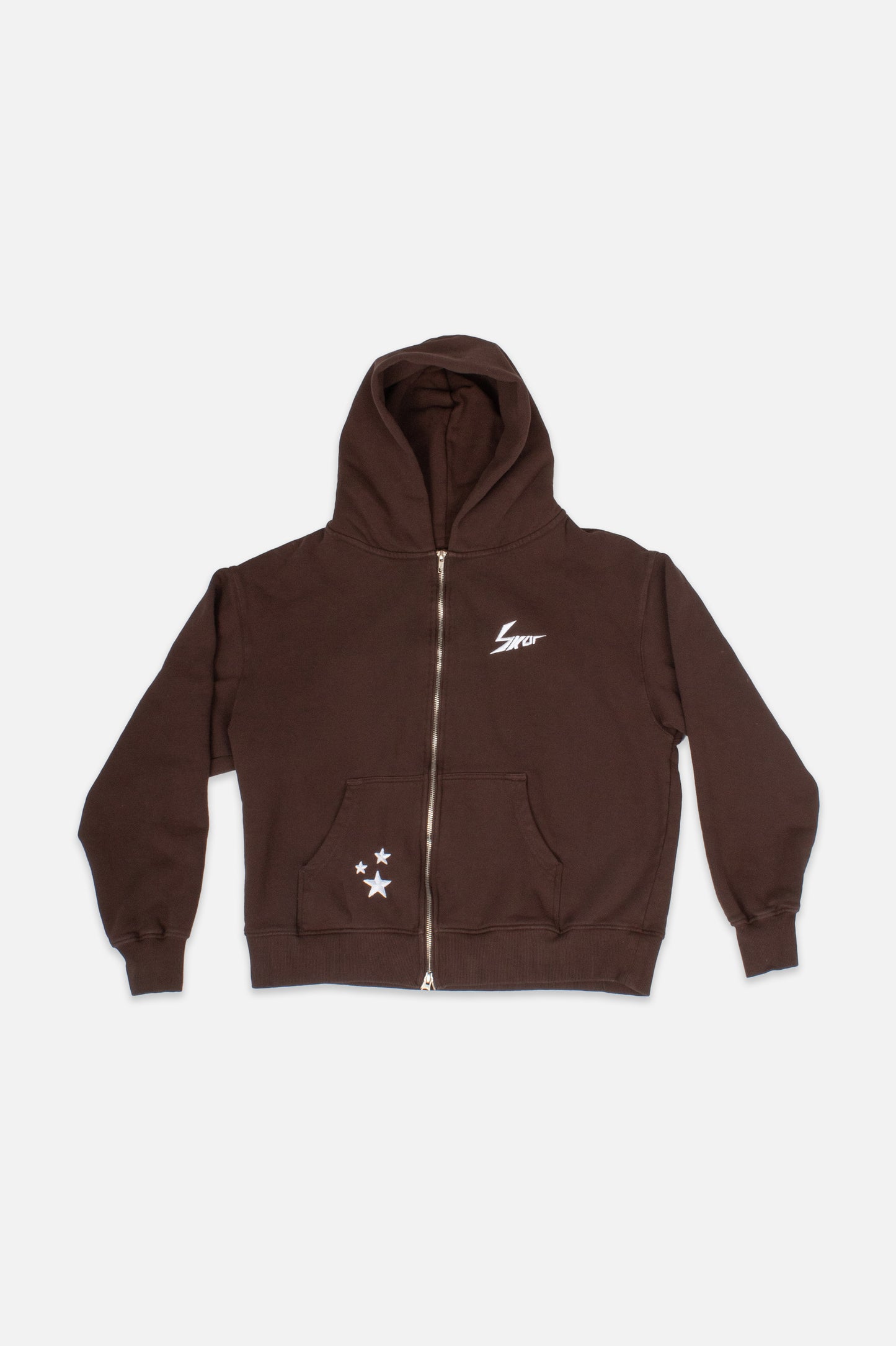 BROWN DOUBLE ZIP HOODIE