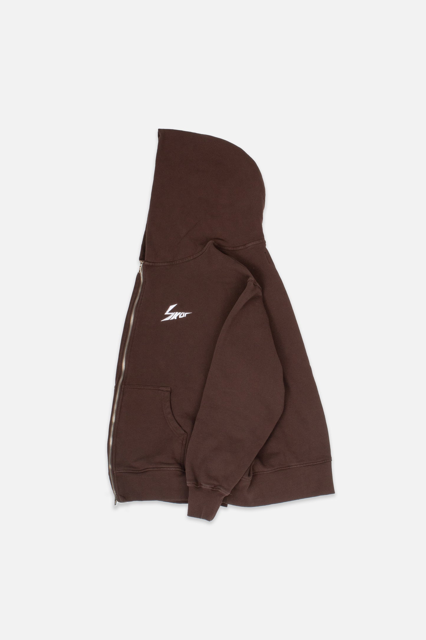BROWN DOUBLE ZIP HOODIE